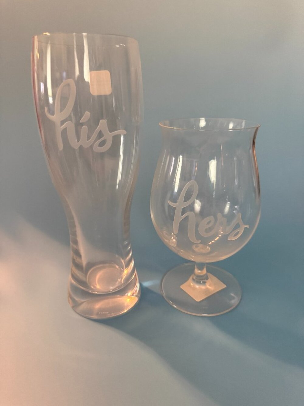 Kate Spade New York "Two of a Kind" His & Hers Etched Beer Glass Set (005)